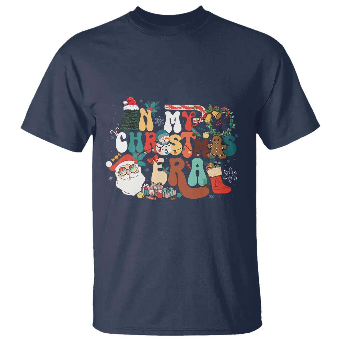 In My Christmas Era Retro Groovy T Shirt TS09 Navy Print Your Wear