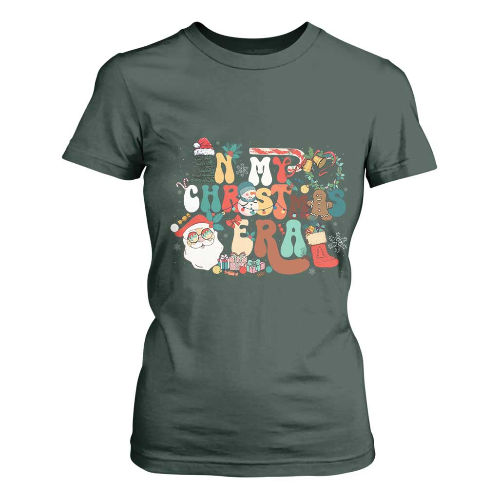In My Christmas Era Retro Groovy T Shirt For Women TS09 Dark Forest Green Print Your Wear