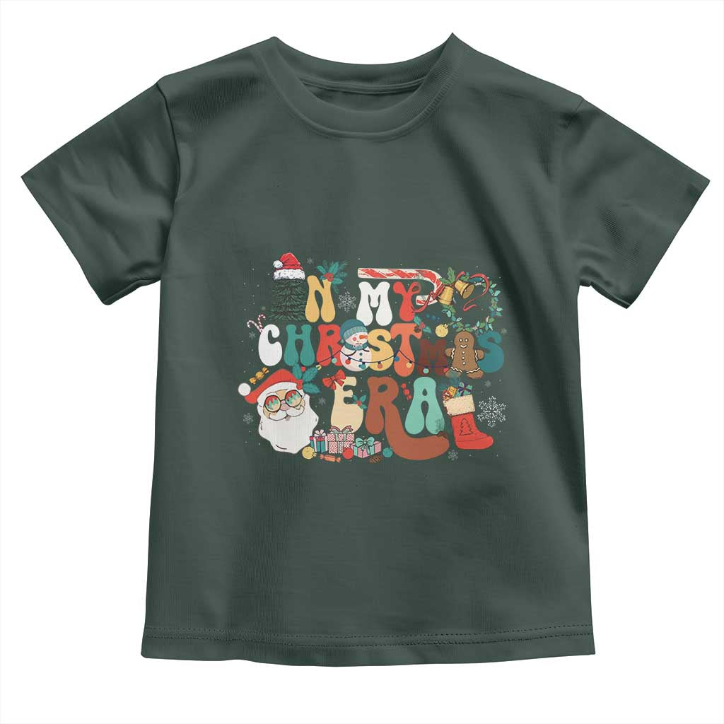 In My Christmas Era Retro Groovy Toddler T Shirt TS09 Dark Forest Green Print Your Wear