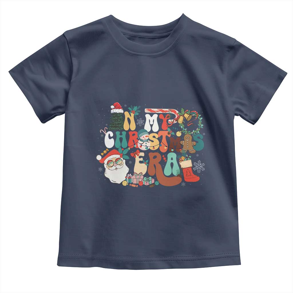 In My Christmas Era Retro Groovy Toddler T Shirt TS09 Navy Print Your Wear