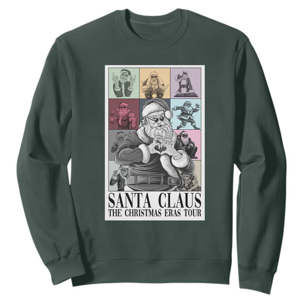 Funny Santa Claus The Christmas Eras Tours Sweatshirt TS09 Dark Forest Green Print Your Wear