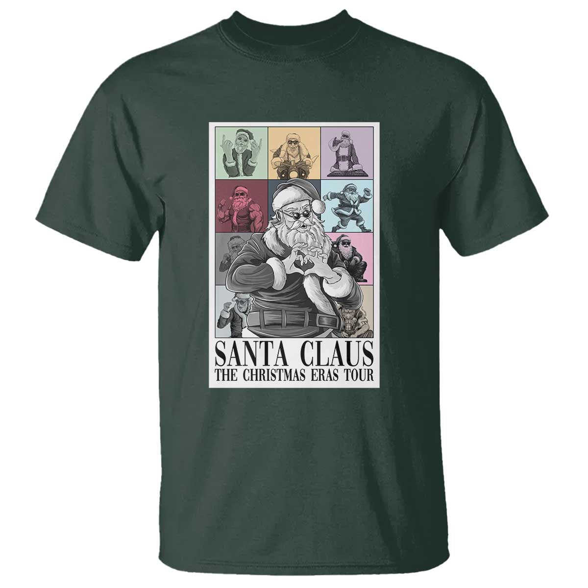 Funny Santa Claus The Christmas Eras Tours T Shirt TS09 Dark Forest Green Print Your Wear