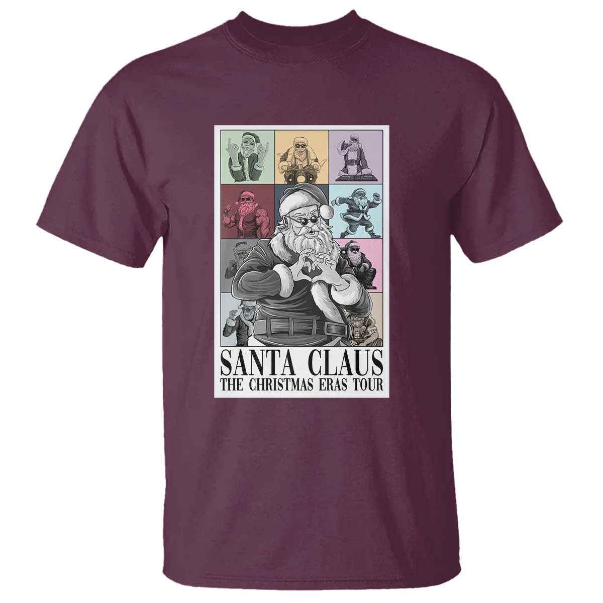 Funny Santa Claus The Christmas Eras Tours T Shirt TS09 Maroon Print Your Wear