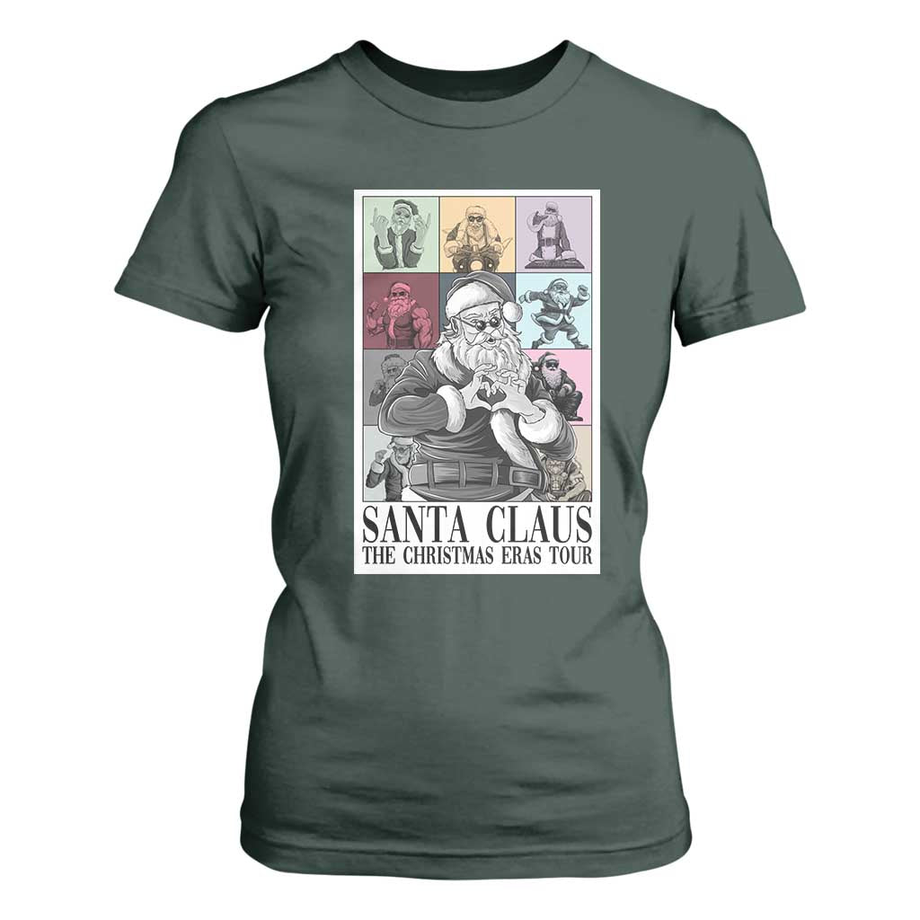 Funny Santa Claus The Christmas Eras Tours T Shirt For Women TS09 Dark Forest Green Print Your Wear