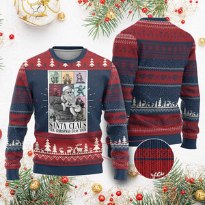Funny Santa Claus The Christmas Eras Tours Ugly Christmas Sweater TS09 Burgundy Print Your Wear