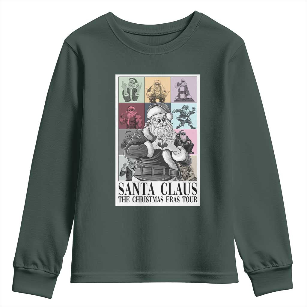 Funny Santa Claus The Christmas Eras Tours Youth Sweatshirt TS09 Dark Forest Green Print Your Wear