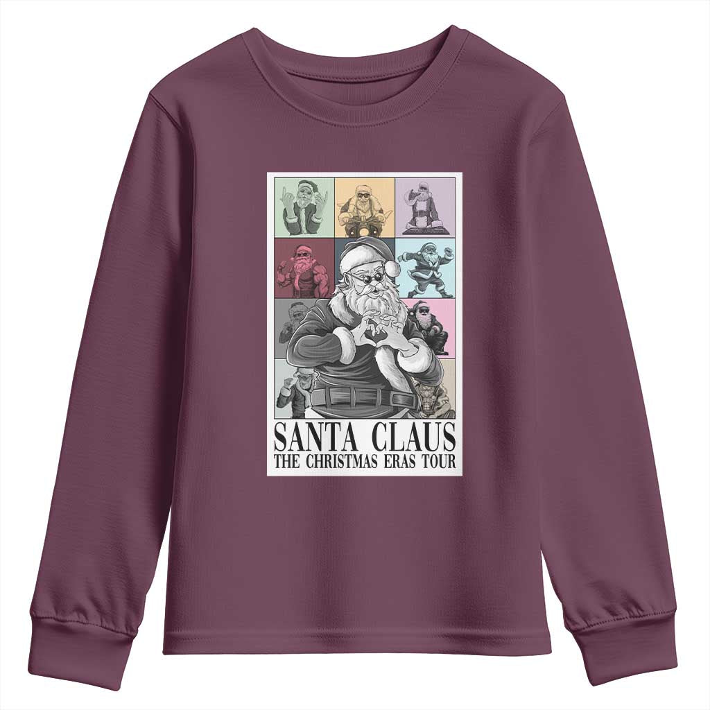Funny Santa Claus The Christmas Eras Tours Youth Sweatshirt TS09 Maroon Print Your Wear