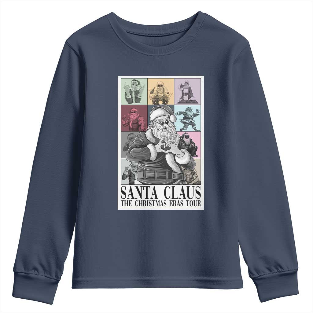 Funny Santa Claus The Christmas Eras Tours Youth Sweatshirt TS09 Navy Print Your Wear