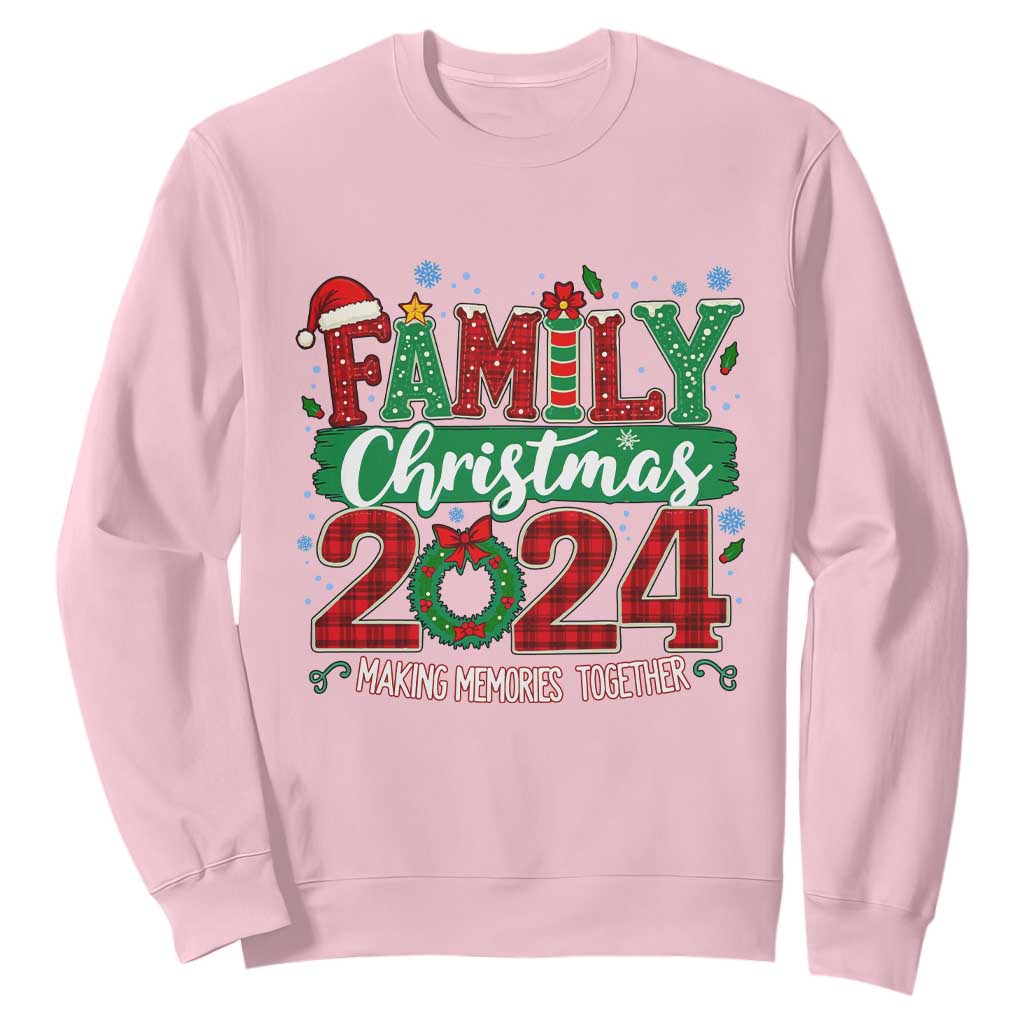 Family Christmas 2024 Sweatshirt Making Memories Together TS09 Light Pink Print Your Wear