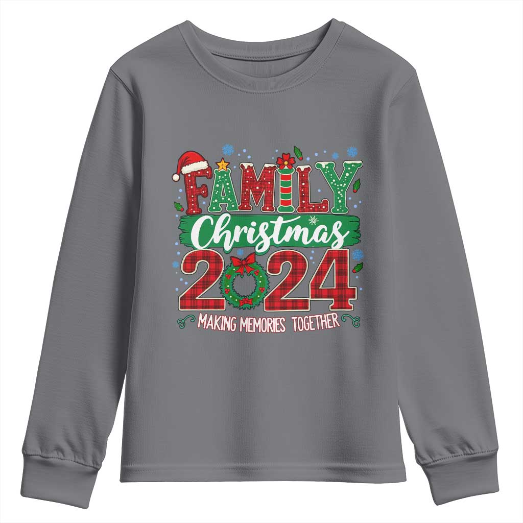 Family Christmas 2024 Youth Sweatshirt Making Memories Together TS09 Charcoal Print Your Wear