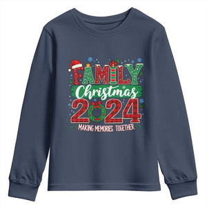Family Christmas 2024 Youth Sweatshirt Making Memories Together TS09 Navy Print Your Wear