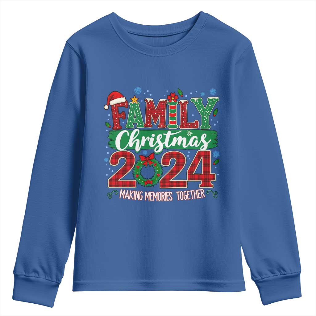 Family Christmas 2024 Youth Sweatshirt Making Memories Together TS09 Royal Blue Print Your Wear