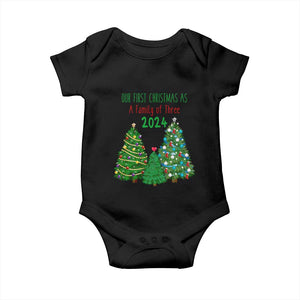 First Christmas As A family Of Three Baby Onesie TS09 Black Print Your Wear
