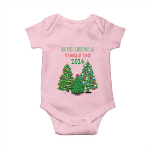 First Christmas As A family Of Three Baby Onesie TS09 Light Pink Print Your Wear