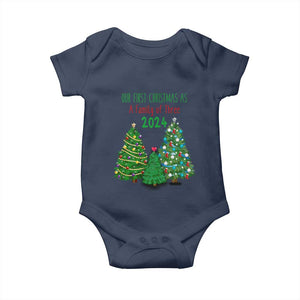First Christmas As A family Of Three Baby Onesie TS09 Navy Print Your Wear