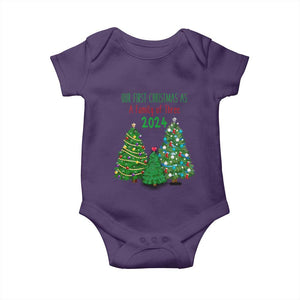 First Christmas As A family Of Three Baby Onesie TS09 Purple Print Your Wear