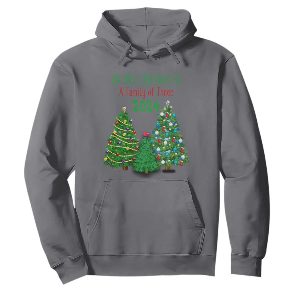 First Christmas As A family Of Three Hoodie TS09 Charcoal Print Your Wear