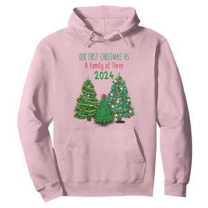 First Christmas As A family Of Three Hoodie TS09 Light Pink Print Your Wear