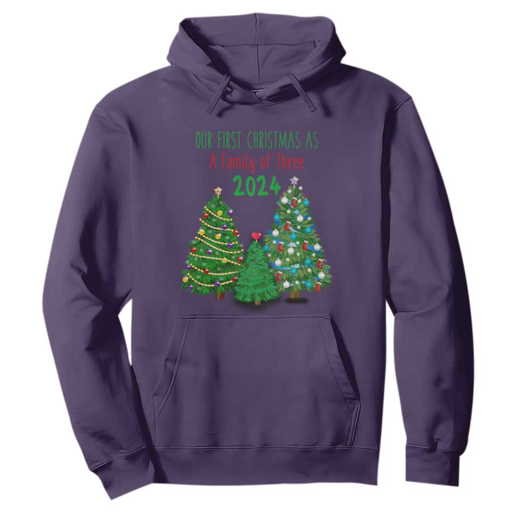 First Christmas As A family Of Three Hoodie TS09 Purple Print Your Wear