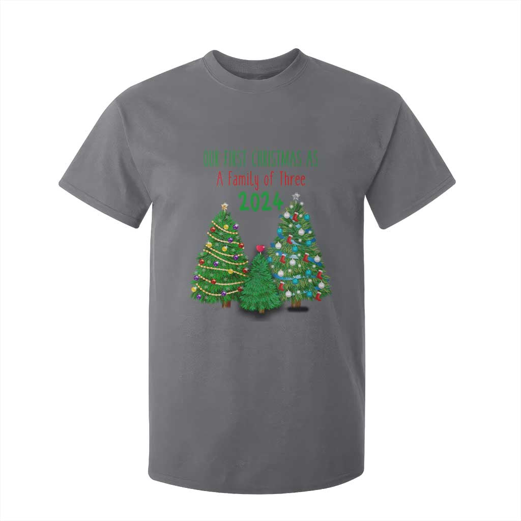 First Christmas As A family Of Three T Shirt For Kid TS09 Charcoal Print Your Wear