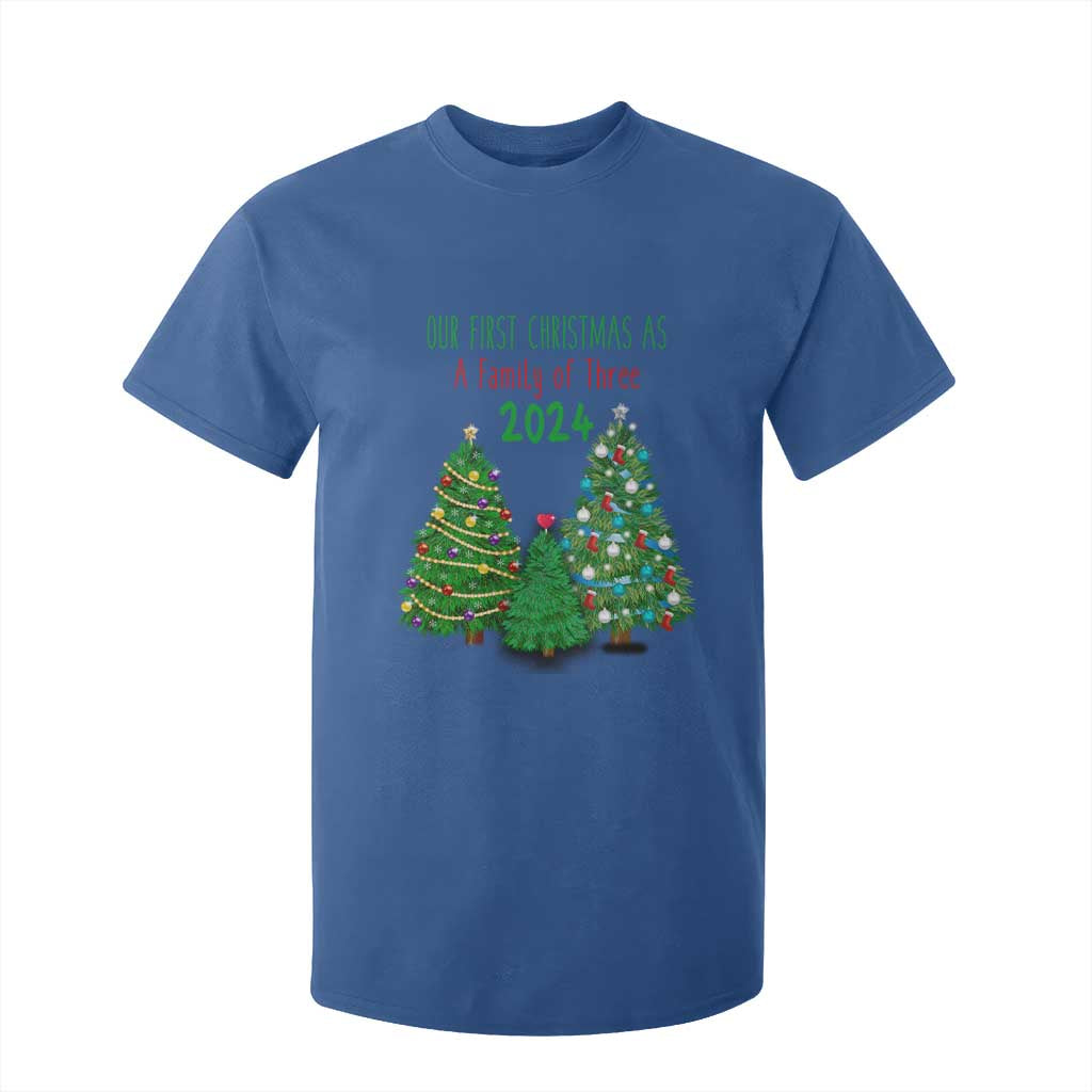 First Christmas As A family Of Three T Shirt For Kid TS09 Royal Blue Print Your Wear