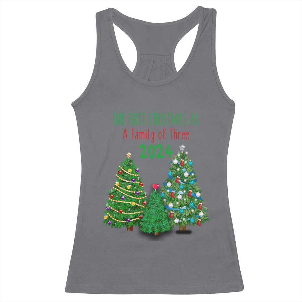 First Christmas As A family Of Three Racerback Tank Top TS09 Charcoal Print Your Wear