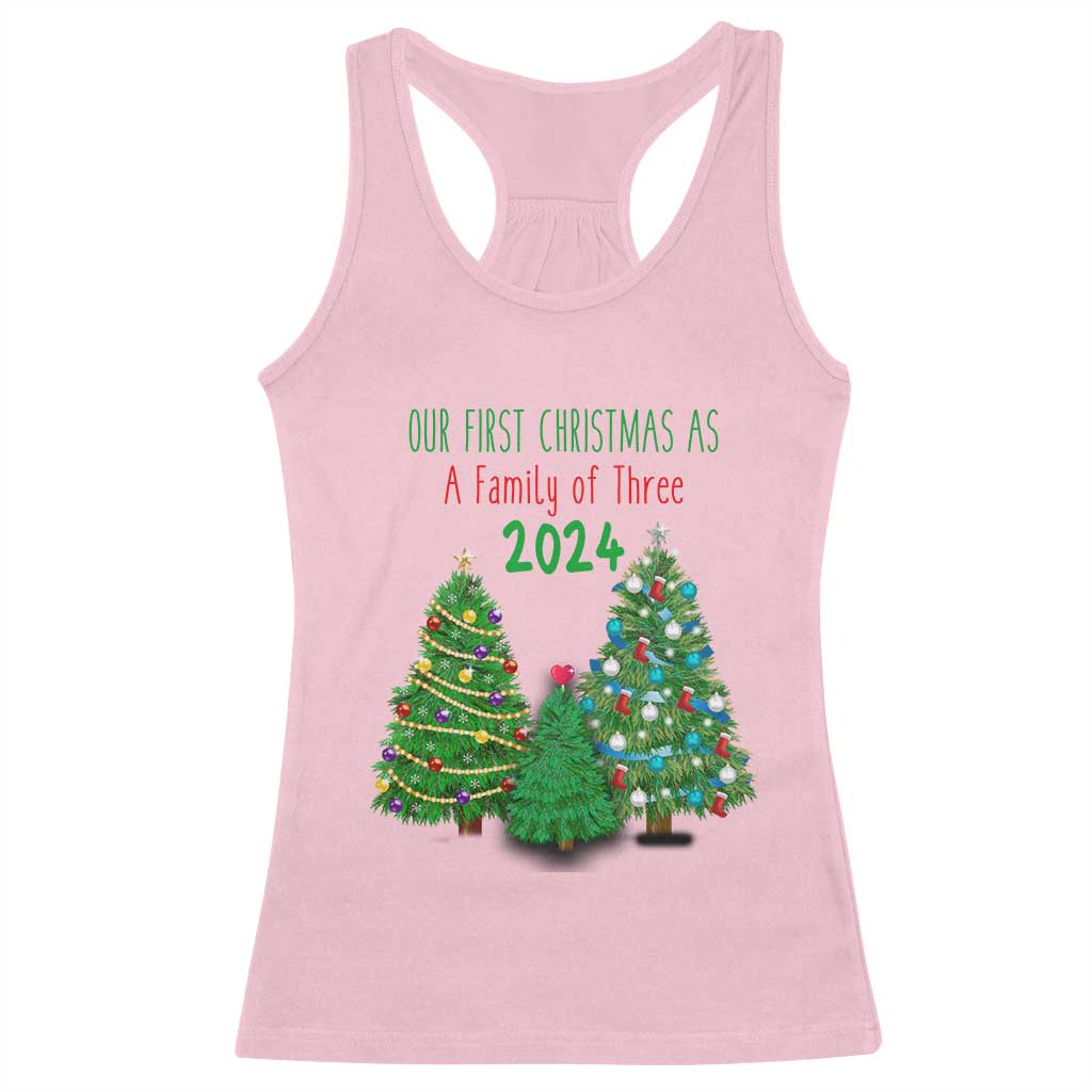 First Christmas As A family Of Three Racerback Tank Top TS09 Light Pink Print Your Wear