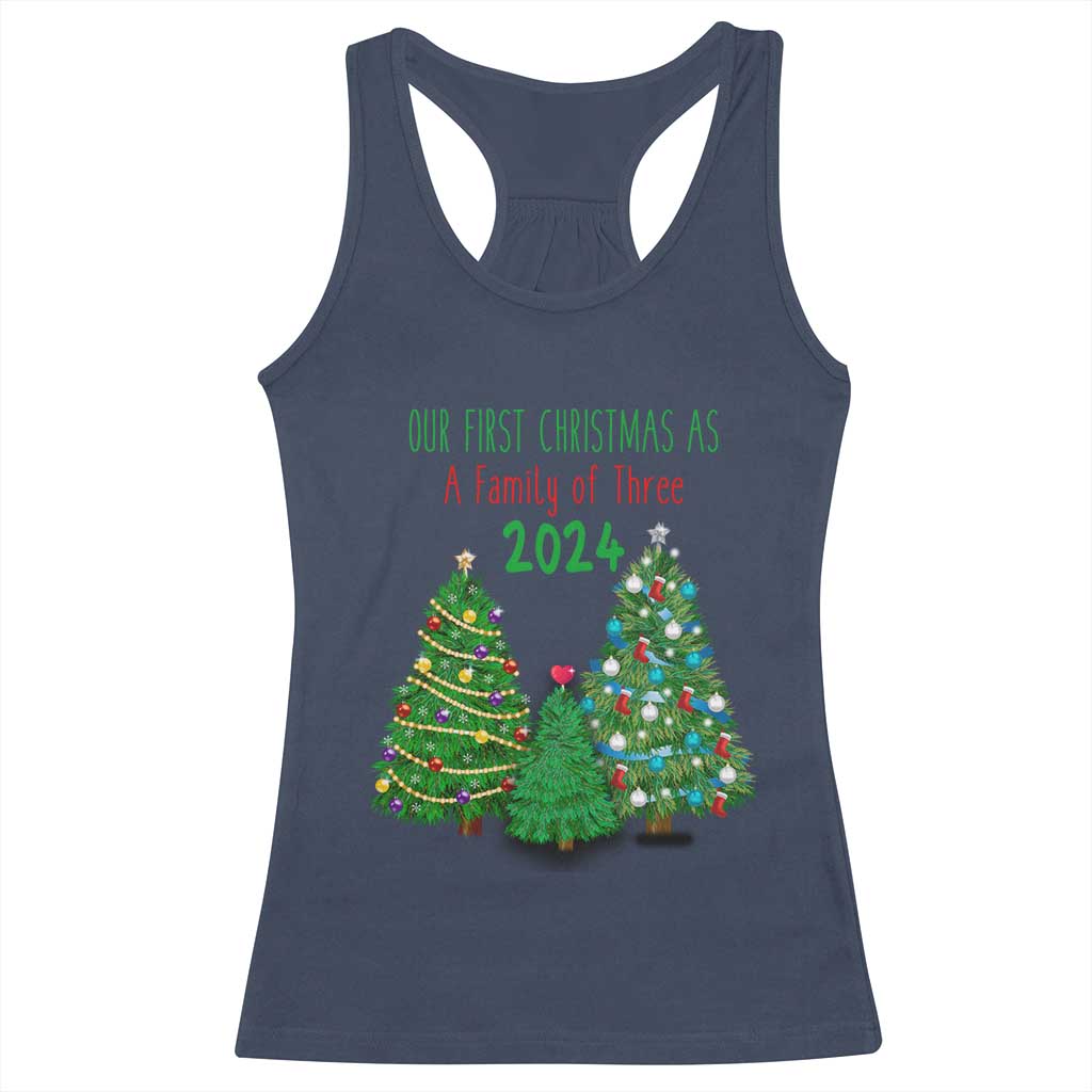 First Christmas As A family Of Three Racerback Tank Top TS09 Navy Print Your Wear