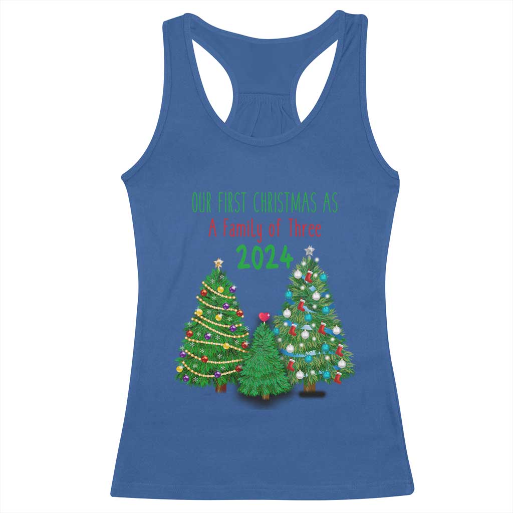 First Christmas As A family Of Three Racerback Tank Top TS09 Royal Blue Print Your Wear