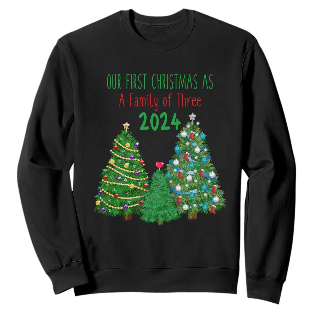 First Christmas As A family Of Three Sweatshirt TS09 Black Print Your Wear