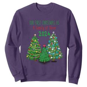 First Christmas As A family Of Three Sweatshirt TS09 Purple Print Your Wear