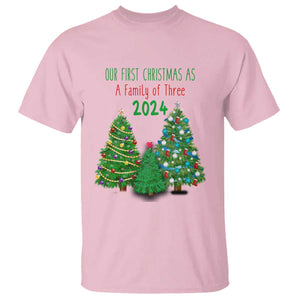 First Christmas As A family Of Three T Shirt TS09 Light Pink Print Your Wear