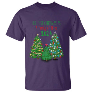 First Christmas As A family Of Three T Shirt TS09 Purple Print Your Wear