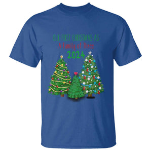First Christmas As A family Of Three T Shirt TS09 Royal Blue Print Your Wear