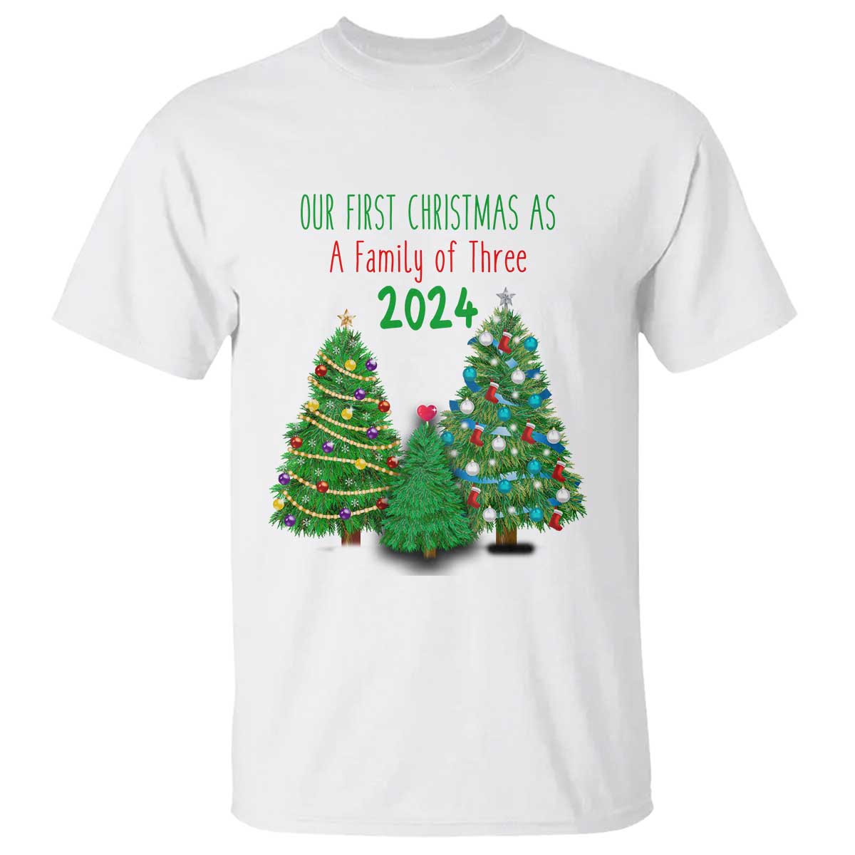 First Christmas As A family Of Three T Shirt TS09 White Print Your Wear