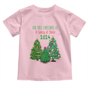 First Christmas As A family Of Three Toddler T Shirt TS09 Light Pink Print Your Wear
