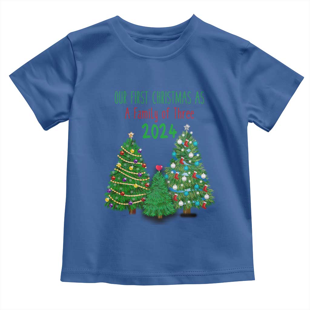 First Christmas As A family Of Three Toddler T Shirt TS09 Royal Blue Print Your Wear