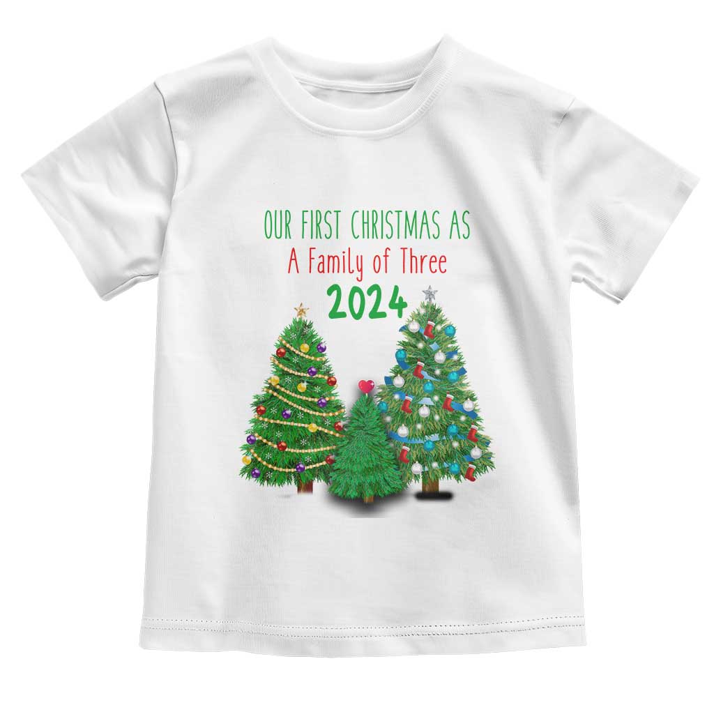 First Christmas As A family Of Three Toddler T Shirt TS09 White Print Your Wear