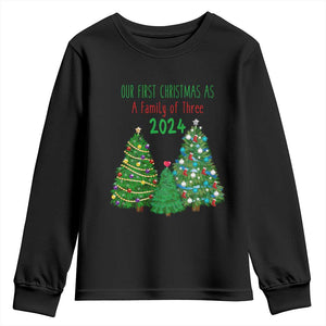 First Christmas As A family Of Three Youth Sweatshirt TS09 Black Print Your Wear
