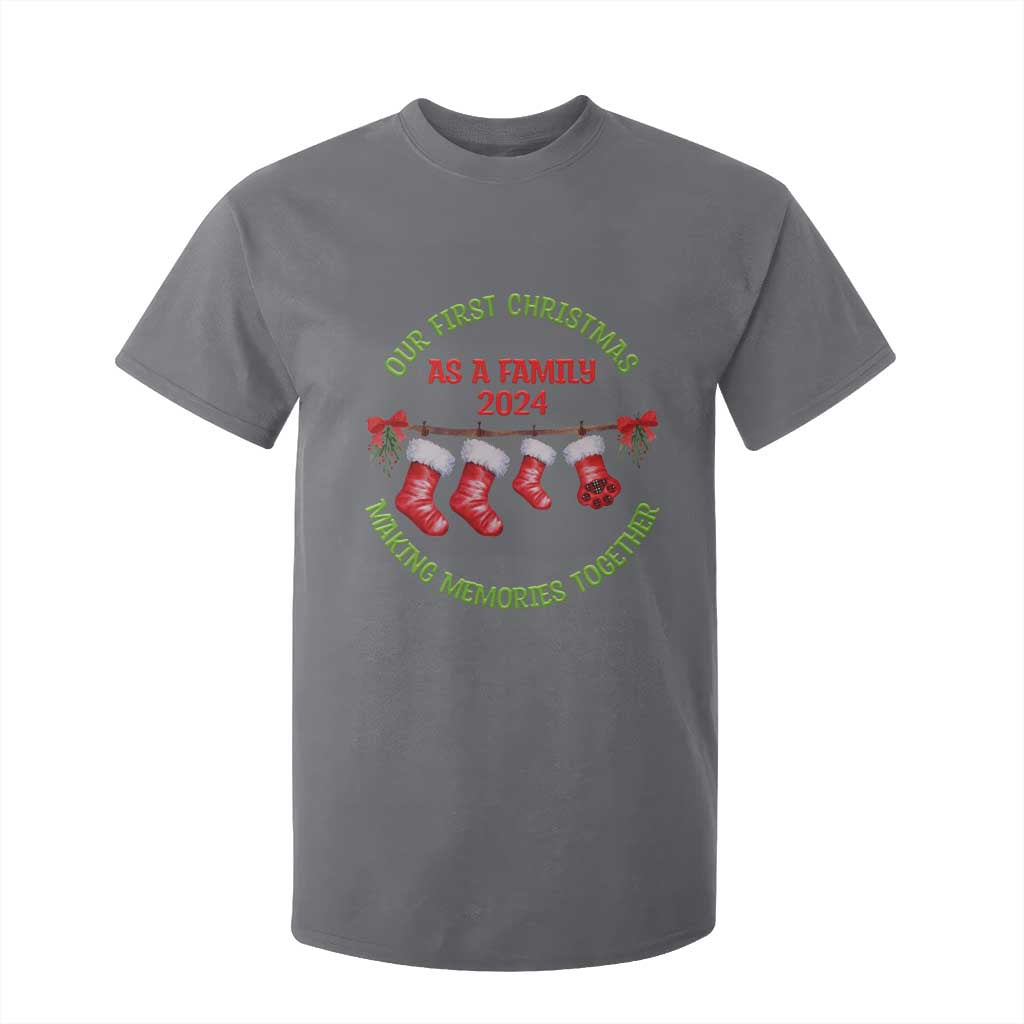 First Christmas As A family T Shirt For Kid Making Memories Together Xmas 2024 TS09 Charcoal Print Your Wear