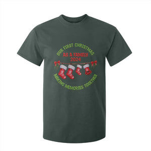 First Christmas As A family T Shirt For Kid Making Memories Together Xmas 2024 TS09 Dark Forest Green Print Your Wear