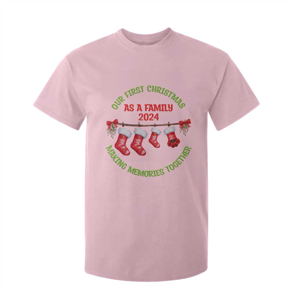 First Christmas As A family T Shirt For Kid Making Memories Together Xmas 2024 TS09 Light Pink Print Your Wear