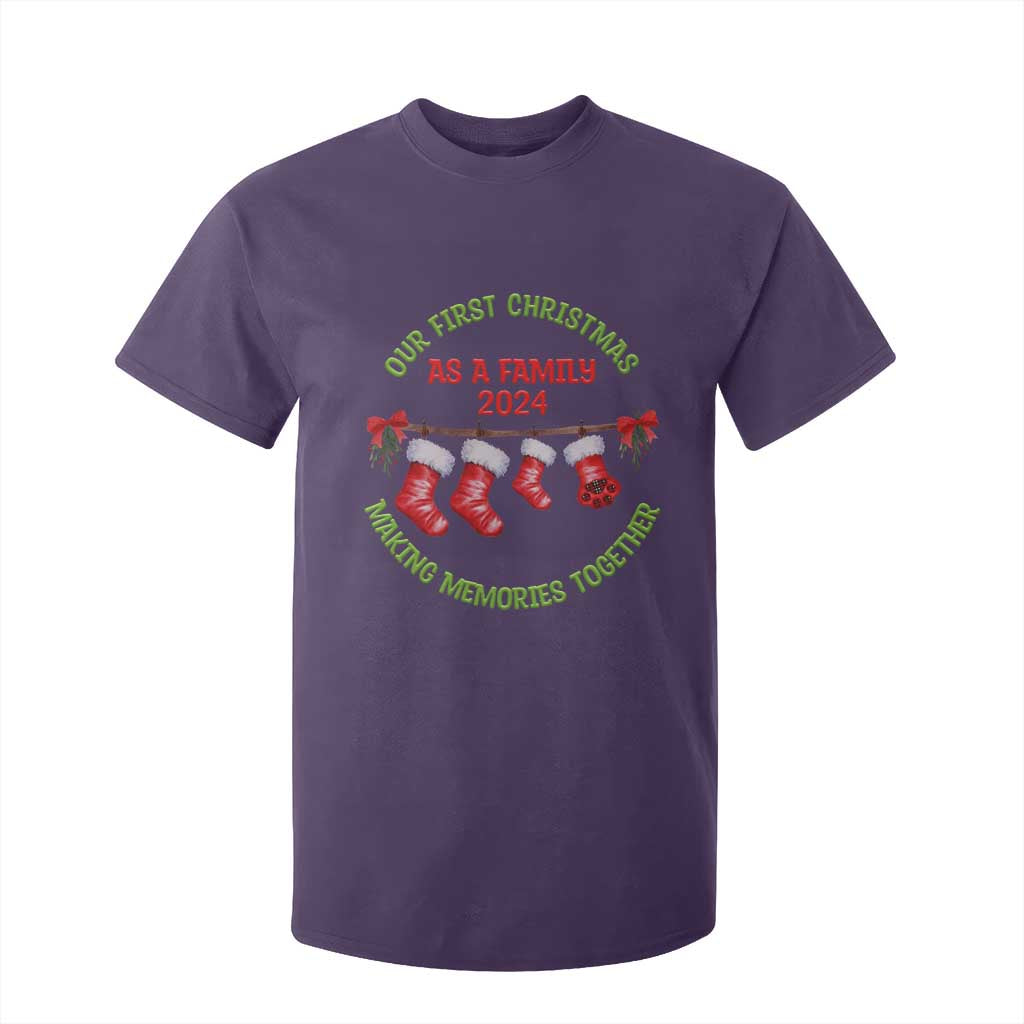 First Christmas As A family T Shirt For Kid Making Memories Together Xmas 2024 TS09 Purple Print Your Wear