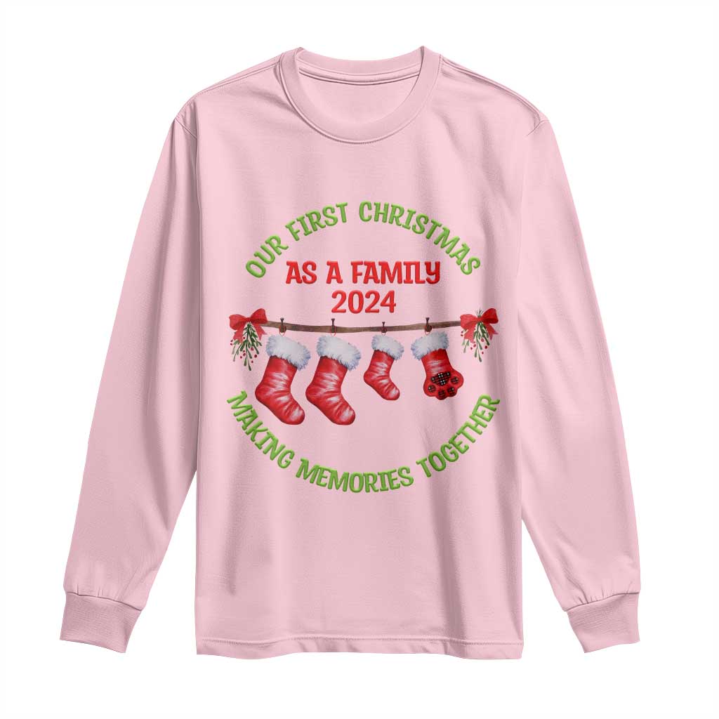 First Christmas As A family Long Sleeve Shirt Making Memories Together Xmas 2024 TS09 Light Pink Print Your Wear