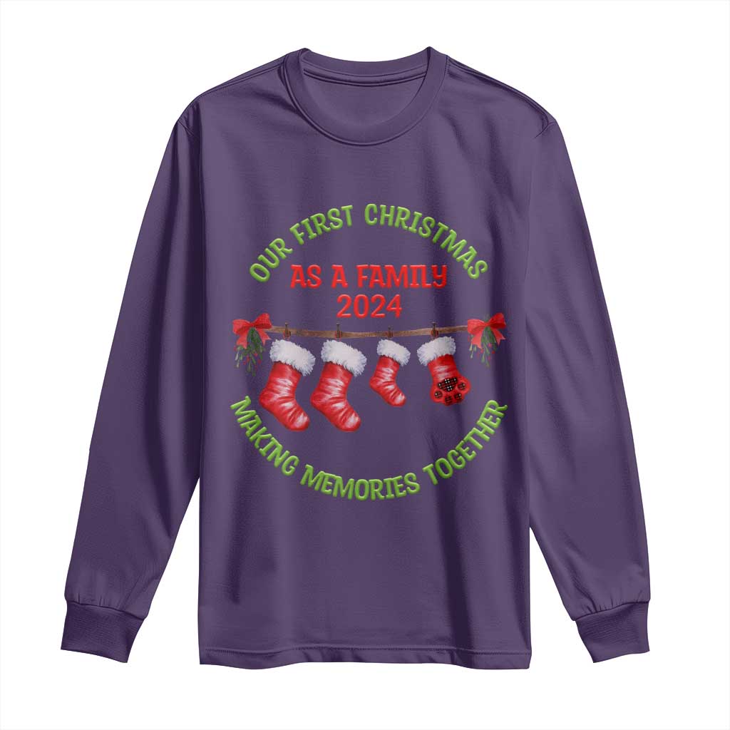 First Christmas As A family Long Sleeve Shirt Making Memories Together Xmas 2024 TS09 Purple Print Your Wear