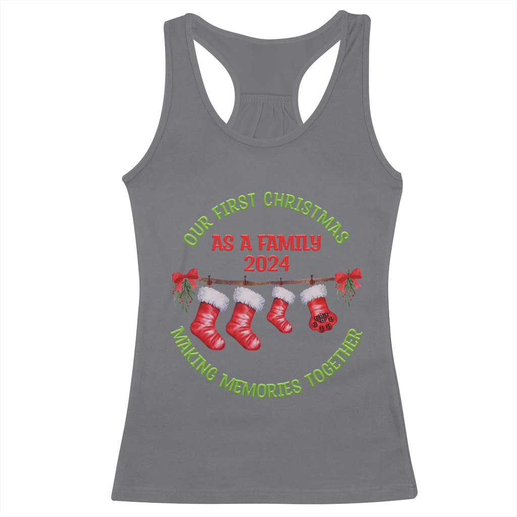 First Christmas As A family Racerback Tank Top Making Memories Together Xmas 2024 TS09 Charcoal Print Your Wear