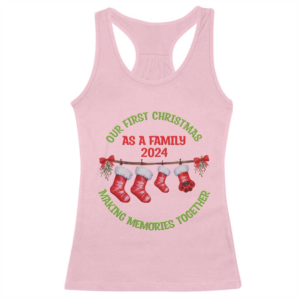 First Christmas As A family Racerback Tank Top Making Memories Together Xmas 2024 TS09 Light Pink Print Your Wear
