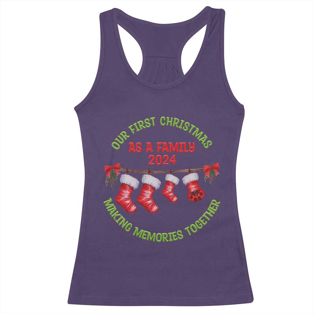 First Christmas As A family Racerback Tank Top Making Memories Together Xmas 2024 TS09 Purple Print Your Wear