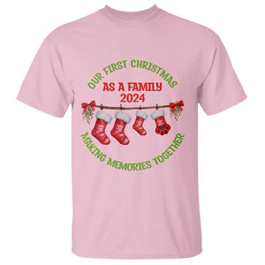 First Christmas As A family T Shirt Making Memories Together Xmas 2024 TS09 Light Pink Print Your Wear