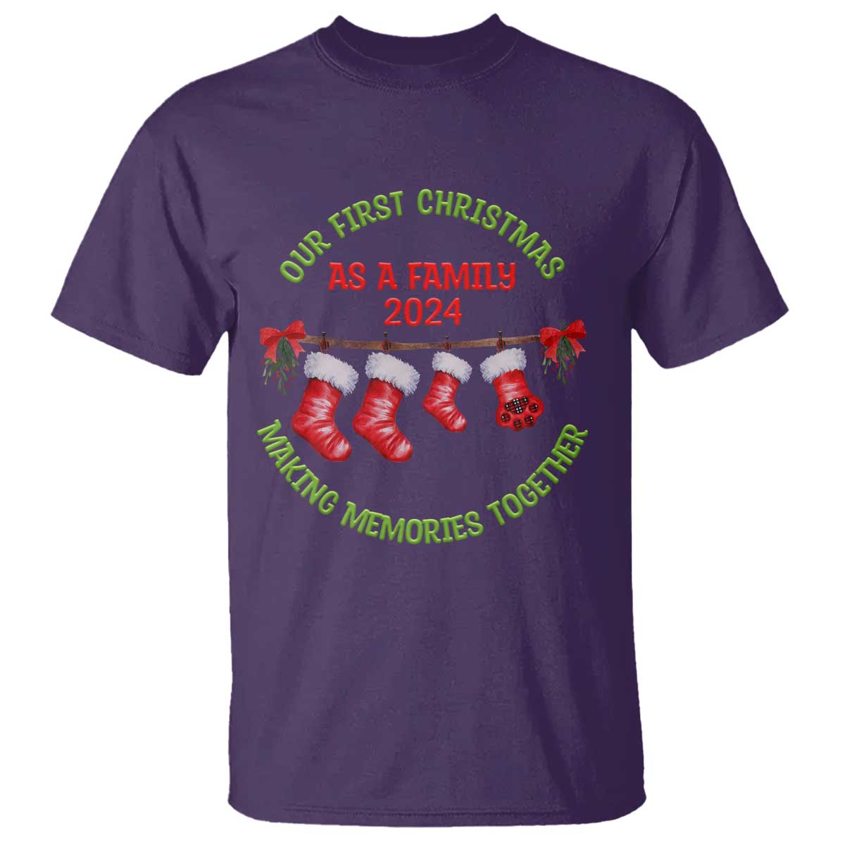 First Christmas As A family T Shirt Making Memories Together Xmas 2024 TS09 Purple Print Your Wear